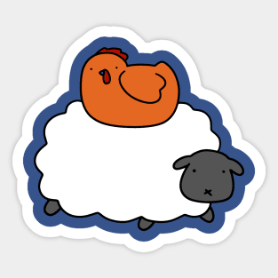 Sheep and Red Chicken Sticker